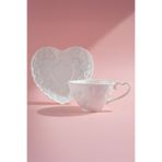 Karaca Pink Love Çay Fincanı ve Tabağı Beyaz 140 ml