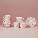 Karaca Pinky 12 Parçalı Desenli Porselen Kahve Fincan Takımı 80 ml Renkli Kulp Detaylı