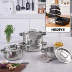 Karaca Powersteel 316+ 3 Ply Onyx İndüksiyon Tabanlı Çelik 8 Parça Tencere Seti