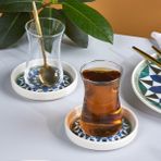 Karaca Roman 12 Parça 10 cm Mavi Seramik Çay Seti