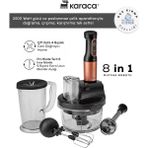Karaca Sebze, Et ve Meyve Dilimle Doğra Karıştır Rendele Çırp Smoothie Yap 6 Bıçaklı 2500W Yüksek Güçlü Premium Mutfak Robotu & Blendır Inox - Bakır