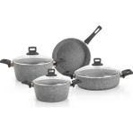 Karaca Silver Stone Bio Granit 7 Parça Metal Kulplu İndüksiyon Tabanlı Tencere Seti