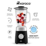 Karaca Smotie Blender 1000 W Güç, 1,5 L Cam Hazne Buzlu Içecekler Ya Da Soğuk Karışımlar Paslanmaz Çelik Bıçaklar ve 2 Kademeli Hız - Siyah