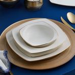 Karaca Square Bone Chiara 60 Parça 12 Kişilik Gold Yemek Takımı