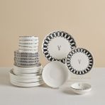 Karaca Stream Bone 24 Parça 6 Kişilik Beyaz Yemek Takımı Modern Desenli Bone Malzeme - 6 KİŞİLİK