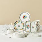 Karaca Stream Bone Vita 34 Parça 6 Kişilik Kahvaltı Takımı Desenli Çok Renkli Bone China
