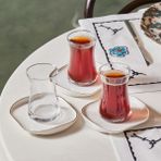 Karaca Streamline Plato 12 Parça Cam Çay Seti 165 ml Beyaz Renkli Şık Tasarım