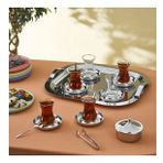 Karaca Timeless Platin Çelik Tepsili 40 Parça 12 Kişilik Çeyiz Çay Seti