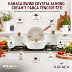 Karaca Türkiye’de Ilk ve Tek Swiss Crystal Yüzey Refika Swiss Crystal Almond Cream 7 Parça Tencere ve Tava Seti - Krem - 20*24*26*26 CM