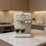 Karaca Vintage Craft Espresso Makinesi 1350W Süt Hazneli Espresso Latte ve Cappuccino Cream - Krem