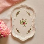 Karaca Vintage Rose Kayık Tabak 35 cm Krem