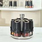 Karaca Waltz 6'lı Cam Round Standlı Baharat Takımı Ergonomik Kullanım ve Kolay Temizlenebilir - Siyah - 115 ml