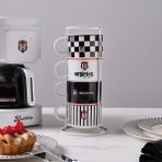 Karaca x Beşiktaş Lisanslı 4 Kişilik Standlı Çay Fincan Takımı 180 ml - 4 Adet