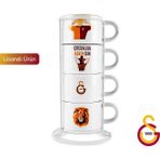 Karaca x Galatasaray Lisanslı 4 Kişilik Standlı Çay Fincan Takımı 180 ml - Kırmızı - Sarı