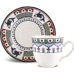 Karaca x Ömür Akkor İznik Çini Çay Fincanı ve Tabağı 200 ml - Renkli
