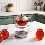 Karaca x Refikadan Gönlübol Mini Çaydanlık – Isıya Dayanıklı Borosilikat Cam, İndüksiyon Tabanlı Çelik Kapaklı, 600+1500 ml Şeffaf Tasarım
