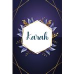 Karah: Taccuino personalizzato con il nome Karah | Regalo di compleanno per moglie, mamma, sorella, figlia ... | Foglie blu | 110 pagine a righe, Piccolo formato 6x9 pollici (15,24 x 22,86 cm)