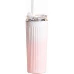 Karahanbey 304 L Çelik 500 Ml. Pembe Beyaz Degrade Pipetli El Termos Mug CIN913PM
