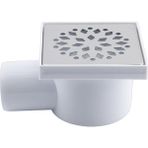 Karahanbey BADEM10 Metal Plastik Yer Süzgeci Banyo Izgara Lavabo Pis Su Gideri Kapak Yandan Çıkışlı Yer Sifon