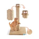 Karahanbey Bypet Kedi Tırmalama Direği - Doğal Jüt Halat Kedi Tırmalama ve Oyun Platformu (Pembe Papyon)