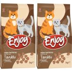 Karahanbey Enjoy Kuru Kedi Maması, Tavuklu, Yetişkin, Keten Tohumu ile Omega 3 & 6 Katkısı, 1 kg (2 Paketi)