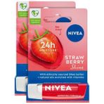 Karahanbey Nivea Dudak Bakım Kremi ve Dudak Parlatıcı 4.8gr, Çilek Kokusu, Nemlendirici, Hafif Kırmızı Işıltı,