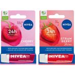 Karahanbey Nivea Kiraz Dudak Bakım Kremi, Kiraz Kokusu 4,8gr + Nivea Çilek Dudak Bakım Kremi 4.8 G, Çilek Koku