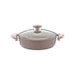 Karahanbey Oms Collection 34 cm Granit Karnıyarık Tenceresi Kahverengi Metal Çerçeveli Kapak