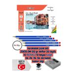 karakalem çizim seti 25X35 CM 120gr defter 20 sayfa 10 RENK 10 beyaz hb-2b-3b-5b-6b kalem herboy