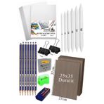 Karakalem Eskiz Çizim Seti Duralit Seti 25x35 cm 1 Paket Pastel Dağıtıcı Kalem Resim Kağıdı Faber Dereceli Kalem Seti Hamur Silgi Sınav Silgisi