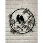 karakoç eğitim araçları Ahşap Dekoratif Serçe ve Çiçekler Mdf Tablo Duvar Süsü Ev Hediyesi - 40 x 40 cm - Siyah