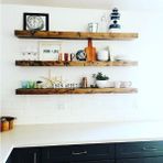 Karaköse Ahşap Çam Masif Ahşap 3"lü Kitaplık Dekoratif Duvar Rafı Çiçeklik 100 cm x 14 cm x 4 cm Kalınlık - 100 x 14 cm