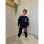 Karakter Baskılı Şardonlu Erkek Çocuk Ikili Eşofman Takımı - Siyah - 9 - 10 Yaş