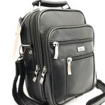 Karalı Deri Siyah Kasalı Deri Erkek El ve Omuz Çantası