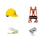 Karam Paraşüt Tipi Emniyet Kemeri Bel Destekli (Kutulu)+Sarı Vidalı Baret+Karam Ka361 Şok Emici Çift Kollu Kolonlu Buyuk Kancalı Halat+Halat Tutucu