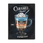 Karamel Krem Su Çikolata Süt Cafe Cam Karışımı Çizgili Kroki Eğrisi Retro Metal Duvar Plaketi 30x40 cm Yatak Odası Veya Okuma Köşesi Geleneksel Vintage Tarzı Vurgu Kapalı Ev Vurgu