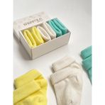 Karamila 3'lü Set Bebek Bambu Çorap -Baby Bamboo Socks - Yenidoğan Çorap - 0 - 3 Ay - Sarı - Ekru