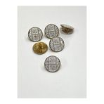 karan tuhafiye Antik Gold Zemin/Metal Düğme / 1,8 cm / 6 lı Set / (m09089)/ buz mavi