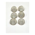 karan tuhafiye Antik Gold Zemin/Metal Düğme / 2,3 cm / 6 lı Set / (m09089)/ Beyaz