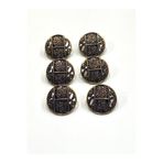 karan tuhafiye Antik Gold Zemin/Metal Düğme / 2,3 cm / 6 lı Set / (m09089)/ lacivert