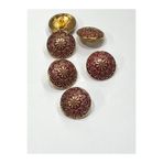 karan tuhafiye Bombeli Antik Gold Zemin/Metal Düğme / 2,3 cm / 6 lı Set / (m03092)/ Bordo