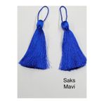 karan tuhafiye Floş Püskül / 2 li Set / 10 cm, Saks Mavi
