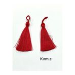 karan tuhafiye Floş Püskül / 2 li Set / 7 cm/Seri 1, Kırmızı