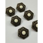 Karan Tuhafiye Italyan Hırka Ve Yelek Düğme Takımı / Köşeli Model / Antik Sarı 6 Lı Set 2 Cm