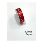 karan tuhafiye Kalpli Model Kurdele / 2 cm (20 mm) / 10 Metre, Kırmızı beyaz