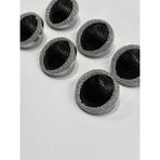 Karan Tuhafiye Trençkot Ceket Düğmesi Takımı / Siyah Gümüş Çerçeveli / 6 Lı Set /M005