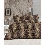 Karani Home Leopar Desenli Çift Kişilik Çift Taraflı Nevresim Takımı - Kahve - 220 x 240 cm