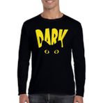 Karanlık Kedi Uzun Kollu Erkek Penye Tişört - Siyah - XL