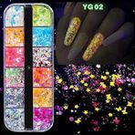Karanlıkta Parlayan Floresan Tırnak Süsleme Folyo Pulları Kelebekler Yıldızlar Nail