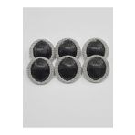 karantuhafiye Kaban Mont Pardesü Düğmesi / Siyah Gümüş Çerçeveli/ 6 lı Set / (m005)